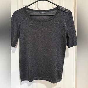 Talbots Black Glitter Knit Top
